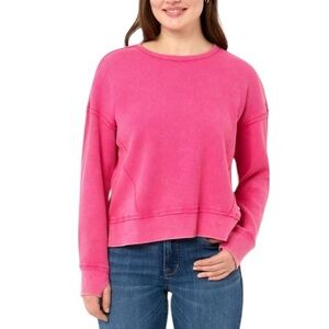 Seven7 Women’s Long Sleeve Waffle Crewneck Top Hot Pink Size XS PTP-21” L-23.5”